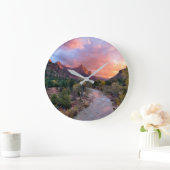 Gebirge | Watchman Zion Nathional Park Utah Große Wanduhr (Zuhause)