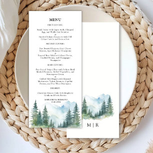 Gebirgs-Kiefern-Landschaft Rustikale Hochzeitsmenü Menükarte