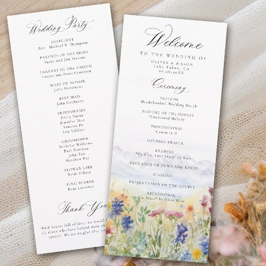 Gebirgs-Wildblumen-Wiesen-Hochzeitsprogramm