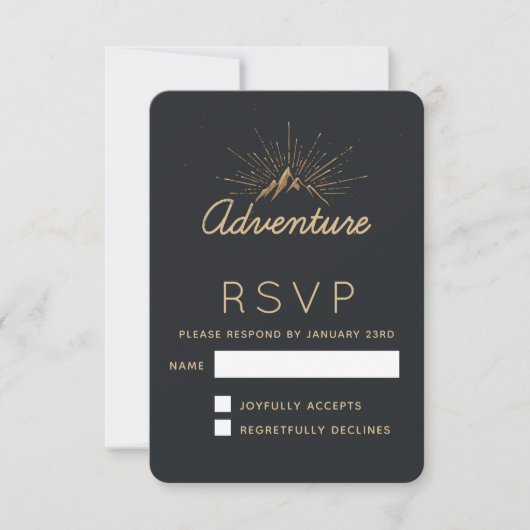 Gebirgsabenteuertypografie RSVP Karte (Vorderseite)