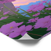 Gebirgsbach, farbenfrohe, von Blume umgebene Flüss Poster (Ecke)