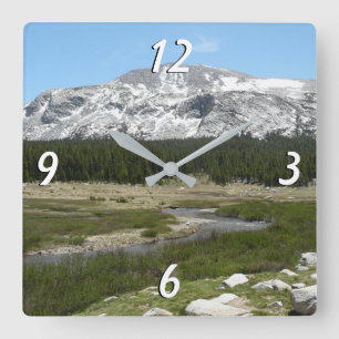 Gebirgsbach High Country I Quadratische Wanduhr