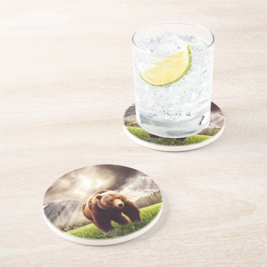 Gebirgsbär Sandstein Untersetzer (Seite)