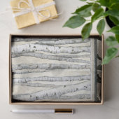 Gebirgsbärenwolf-Birkenbaum überprüft Decoupage Seidenpapier (Geschenk)