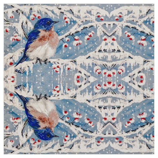 Gebirgsdrossel im Stechpalmen-Beeren-Gewebe Stoff (Muster)