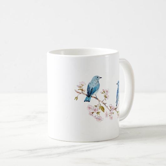 Gebirgsdrosseln auf Kirschblüte-Niederlassung Kaffeetasse (VorderseiteRechts)