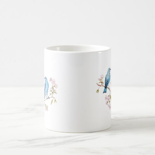 Gebirgsdrosseln auf Kirschblüte-Niederlassung Kaffeetasse (Mittel)