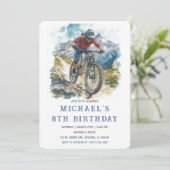 Gebirgsfahrrad 8. Geburtstagsfeier Einladung (Stehend Vorderseite)