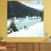 Gebirgsfluss im Winter Leinwanddruck (Insitu (Wohnzimmer))