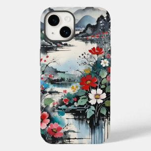 Gebirgsfluss und Wildblumen Wasserfarbe Case-Mate iPhone 14 Hülle