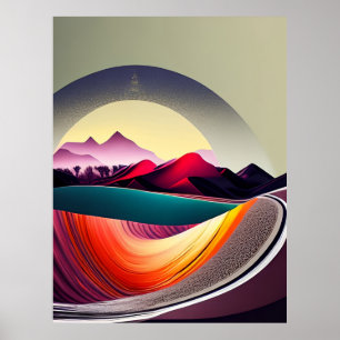 Gebirgsglühende Abstrakte Landschaft Poster