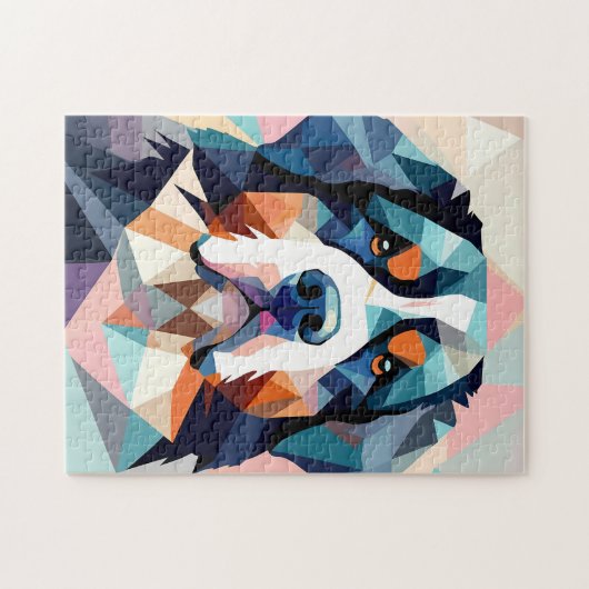 Gebirgshund mit bunten Kunstmotiven Puzzle (Horizontal)