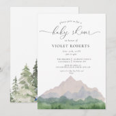 Gebirgskalligraphie Gender Neutral Baby Shower Einladung (Vorne/Hinten)