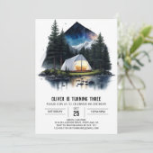 Gebirgskampffeuer Kinder zum Geburtstag Einladung (Stehend Vorderseite)