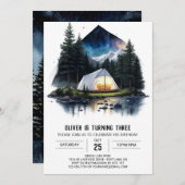 Gebirgskampffeuer Kinder zum Geburtstag Einladung (Vorne/Hinten)