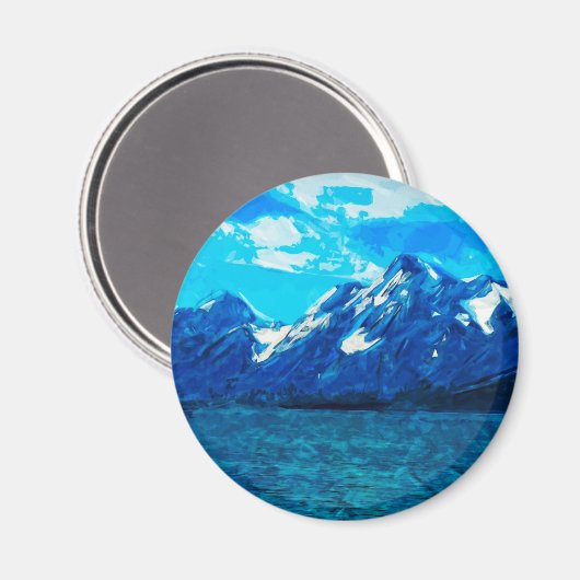 Gebirgskette Abstrakter Impressionismus Magnet (Vorderseite/Rückseite)