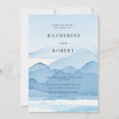 Gebirgskette Blaue Hochzeit in Urlaubsort Einladung (Vorderseite)