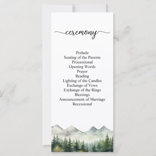 Gebirgskiefern Hochzeitsprogramm (Rückseite)