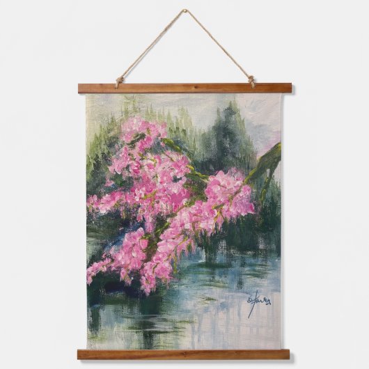 Gebirgskrebserblüten mit hängenden Tapisserien Wandteppich Mit Holzrahmen (Vorderseite)