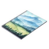 Gebirgslandschaft, künstlerische Aquarellmalerei Notizblock (Linke Seite)
