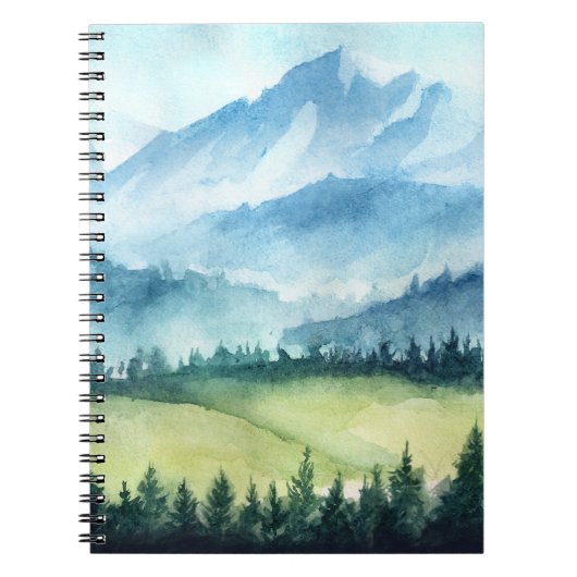 Gebirgslandschaft, künstlerische Aquarellmalerei Notizblock (Vorderseite)