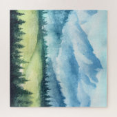 Gebirgslandschaft, künstlerische Aquarellmalerei Puzzle (Horizontal)