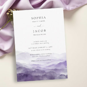 Gebirgslandschaft Lila Grat Romantische Hochzeit Einladung
