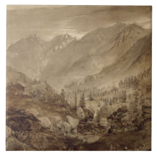 Gebirgslandschaft, Macugnaga, 1845 (Stift u. Braun Fliese