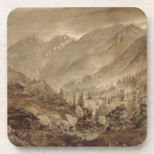 Gebirgslandschaft, Macugnaga, 1845 (Stift u. Braun Getränkeuntersetzer