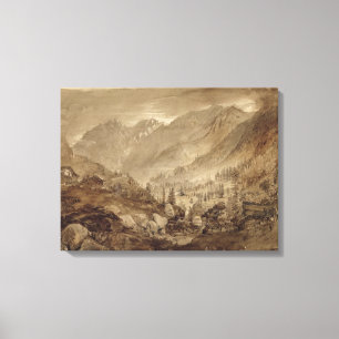 Gebirgslandschaft, Macugnaga, 1845 (Stift u. Braun Leinwanddruck