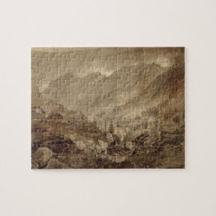 Gebirgslandschaft, Macugnaga, 1845 (Stift u. Braun Puzzle