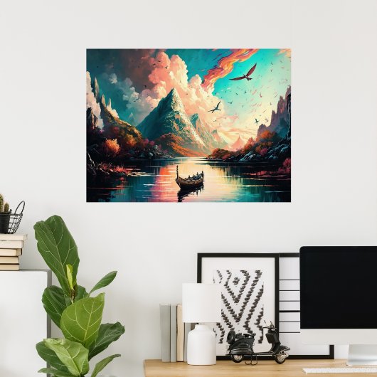 Gebirgslandschaft Malerei Poster (Heimbüro)