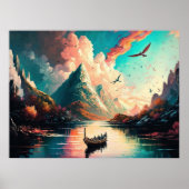 Gebirgslandschaft Malerei Poster (Vorne)