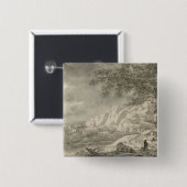 Gebirgslandschaft mit einem Wanderer Button (Vorne & Hinten)