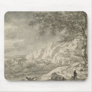 Gebirgslandschaft mit einem Wanderer Mousepad
