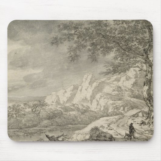 Gebirgslandschaft mit einem Wanderer Mousepad (Vorne)