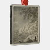 Gebirgslandschaft mit einem Wanderer Ornament Aus Metall (Rechts)