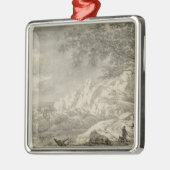 Gebirgslandschaft mit einem Wanderer Ornament Aus Metall (Links)