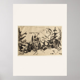 Gebirgslandschaft mit Tannen - Kirchner Kunst Poster