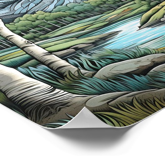 Gebirgslandschaft Neutrales Wall Art Poster (Ecke)