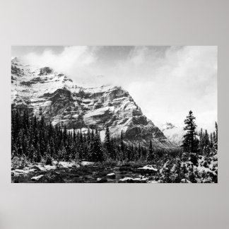 Gebirgslandschaft (Schwarz & Weiß) (grenzenlos) Poster