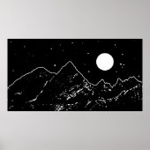 Gebirgslandschaft schwarz-weiß poster (Vorne)