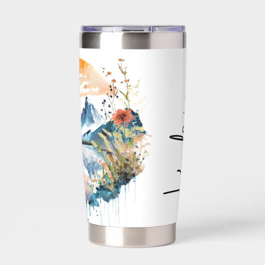 Gebirgslandschaft Wasserfarbe personalisiert Thermobecher (Vorderseite)
