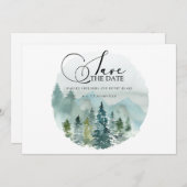 Gebirgslandschaft Wasserfarbenprägung Hochzeit ret Save The Date (Vorne/Hinten)