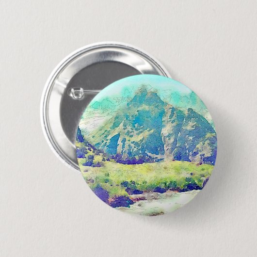 GebirgslandschaftsAquarell Button (Vorne & Hinten)