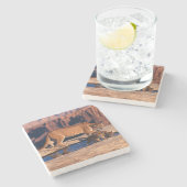 Gebirgslöwe-Stein-Untersetzer Steinuntersetzer (Seitenansicht)