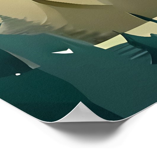 Gebirgsmalerei abstrakter, bewölkter Kiefernbaum Poster (Ecke)