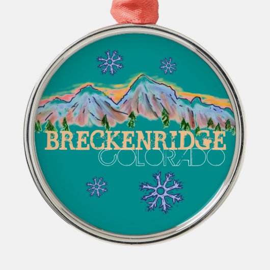 Gebirgsschneeflockeverzierung Breckenridges Silbernes Ornament (Vorne)