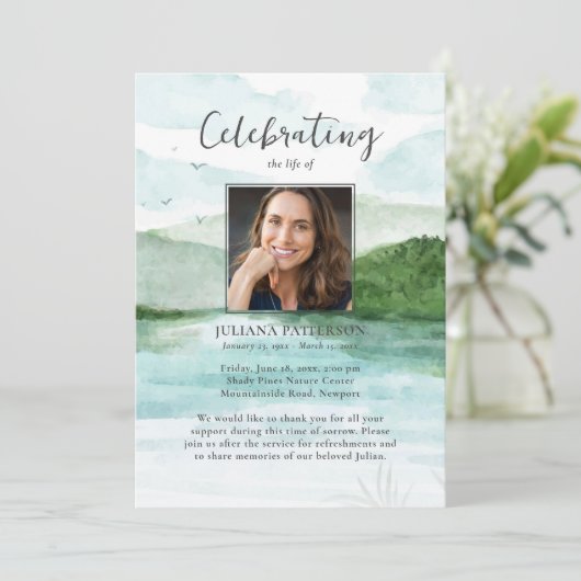 Gebirgssee - Bestattungsorden des Serviceprogramms Einladung (Stehend Vorderseite)