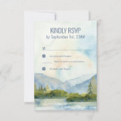 Gebirgssee Wasserfarbe blaue Vertikale RSVP Karte (Vorderseite)